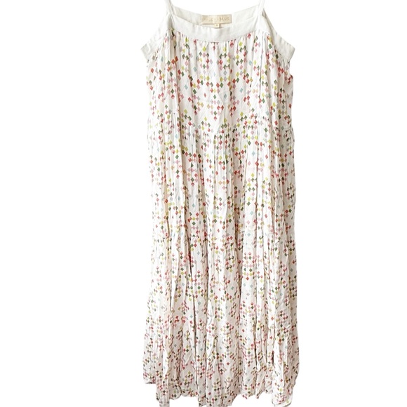 Paloma Blue Diamond PolkaDot Pleated Tiered A-Line Wrap Midi Dress S Colorful - Picture 7 of 13